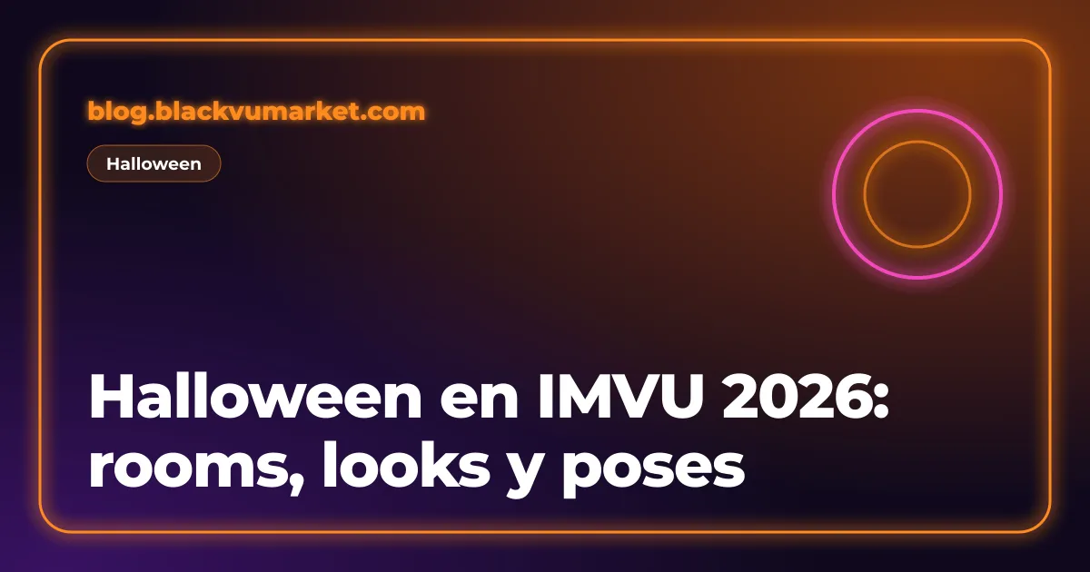 Portada neón naranja y rosa: Halloween en IMVU 2026